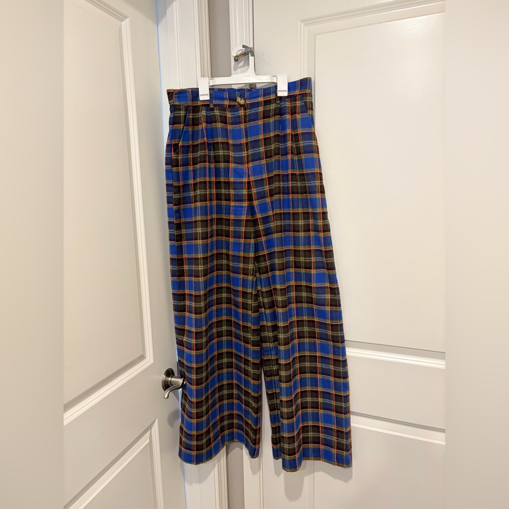 Dressed in LALA GILF Wide Leg Trousers in Blue + Brown - Picture 3 of 4